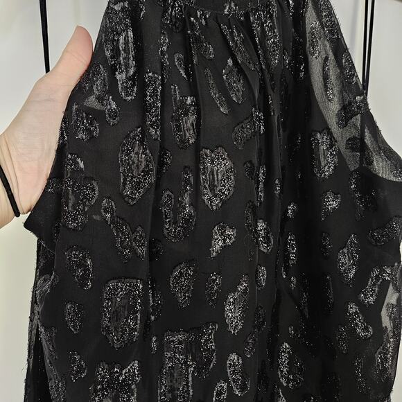 AQUA Black Leopard Print Halter Top Women’s XL Holiday Date Blouse Evening Party - Picture 5 of 10